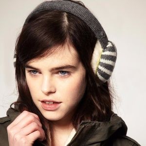 JUICY COUTURE Chevron Knit Faux Fur Earmuff